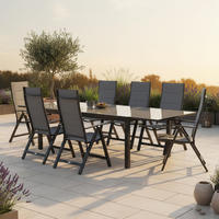 GARTENSET 9-teilig Aluminium 9-teilig  - Graphitfarben/Grau, MODERN, Textil/Metall - Gardenson