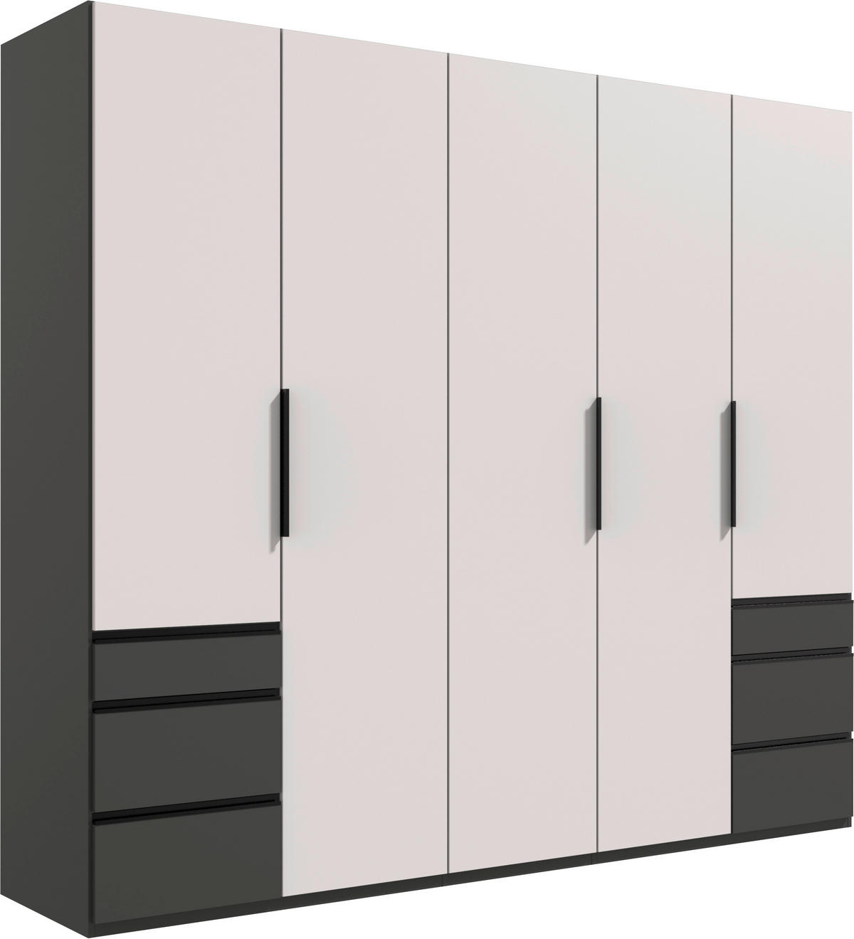 DREHTÜRENSCHRANK  in Graphitfarben, Weiß  - Schwarz/Graphitfarben, KONVENTIONELL, Holzwerkstoff/Metall (250/216/58cm) - Hom`in