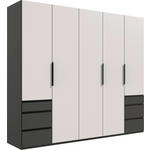 DREHTÜRENSCHRANK  in Graphitfarben, Weiß  - Schwarz/Graphitfarben, KONVENTIONELL, Holzwerkstoff/Metall (250/216/58cm) - Hom`in