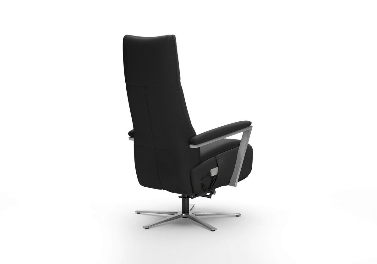 RELAXSESSEL TV VARIO COMFORT E M2 Echtleder Kopfteilverstellung, Rücken echt    - Silberfarben/Schwarz, Basics, Leder/Metall (70/126/85cm) - Sit & More