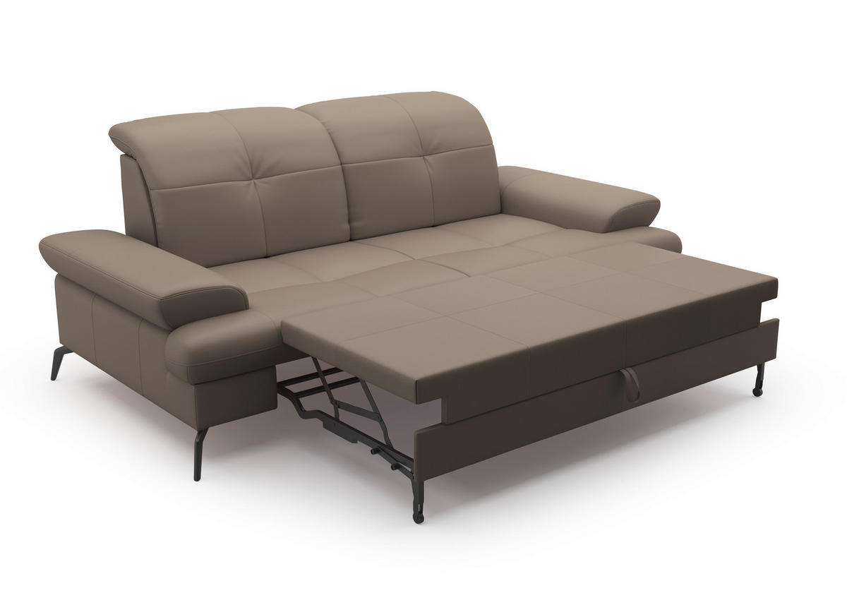 2,5-SITZER in Leder Grau  - Schwarz/Grau, KONVENTIONELL, Leder/Metall (202/90/122cm) - Sit & More