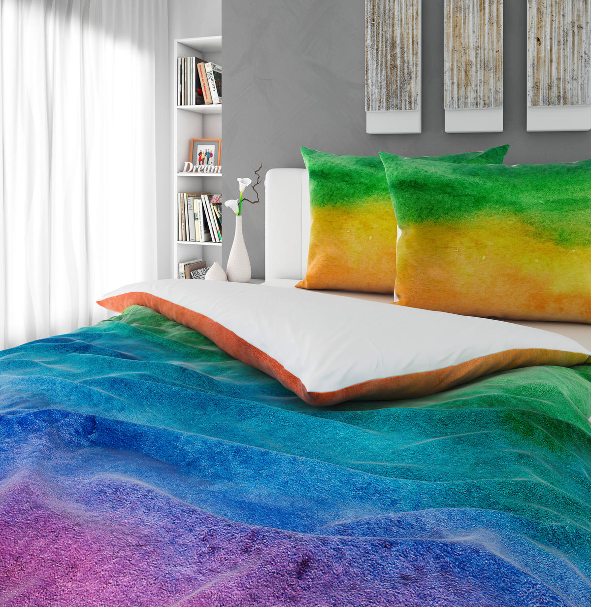 OBOJESTRANSKA POSTELJNINA RAINBOW 220/240 cm saten večbarvno  - večbarvno, Konvencionalno, tekstil (220/240cm) - Esposa