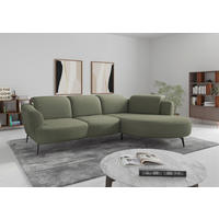 ECKSOFA Flachgewebe Olivgrün  - Schwarz/Olivgrün, Konventionell, Textil/Metall (309/199cm) - Sit & More