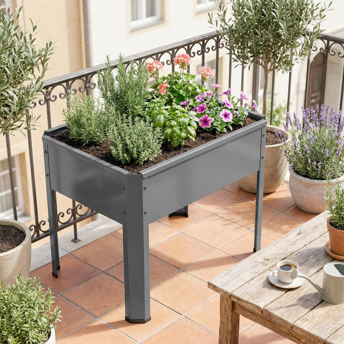 HOCHBEET - Schwarz, Modern, Metall (50/45/40cm)