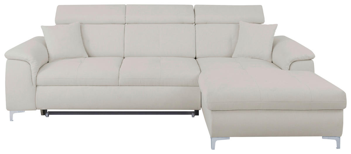 ECKSOFA in Flachgewebe Greige  - Chromfarben/Greige, Konventionell, Textil/Metall (268/175cm) - Carryhome