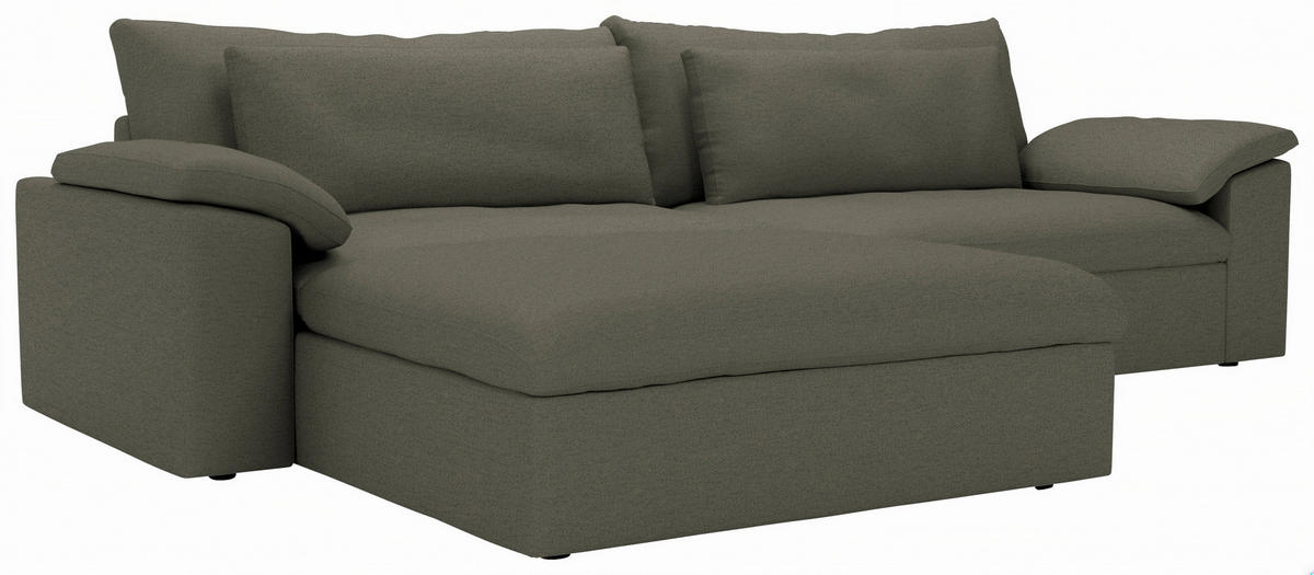 ECKSOFA Flachgewebe Grau  - Schwarz/Grau, Modern, Kunststoff/Textil (198/306cm) - Carryhome