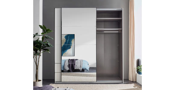 SCHWEBETÜRENSCHRANK  in Schwarz, Weiß  - Schwarz/Weiß, MODERN, Glas/Holzwerkstoff (215/225,5/60,5cm) - Xora