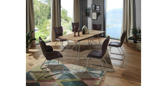 STUHL in Metall, Textil Edelstahlfarben, Dunkelbraun - Edelstahlfarben/Dunkelbraun, Design, Textil/Metall (47/96/63,5cm) - Dieter Knoll