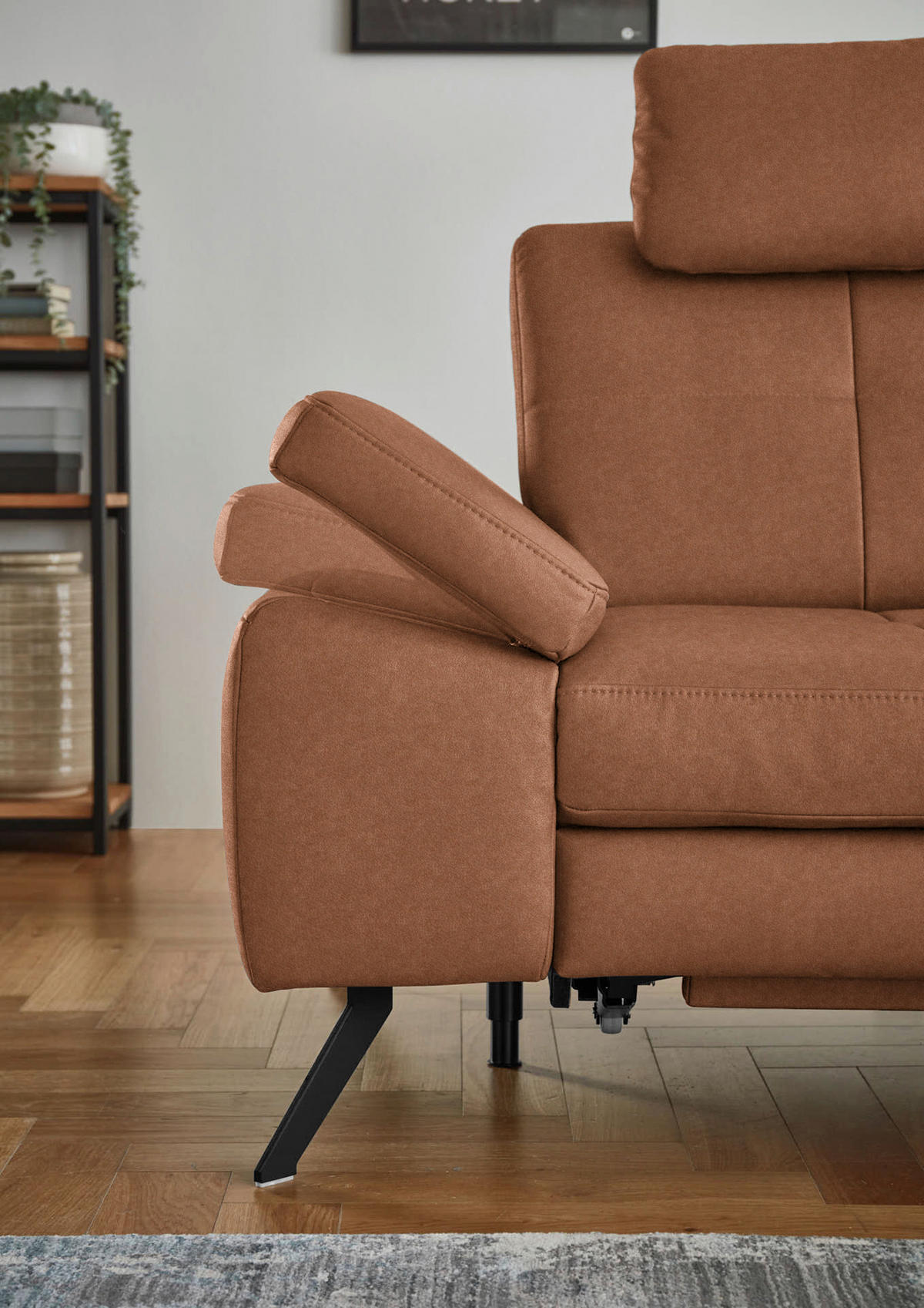 ECKSOFA in Lederlook, Mikrofaser Braun  - Schwarz/Braun, Design, Textil/Metall (261/220cm) - Beldomo System