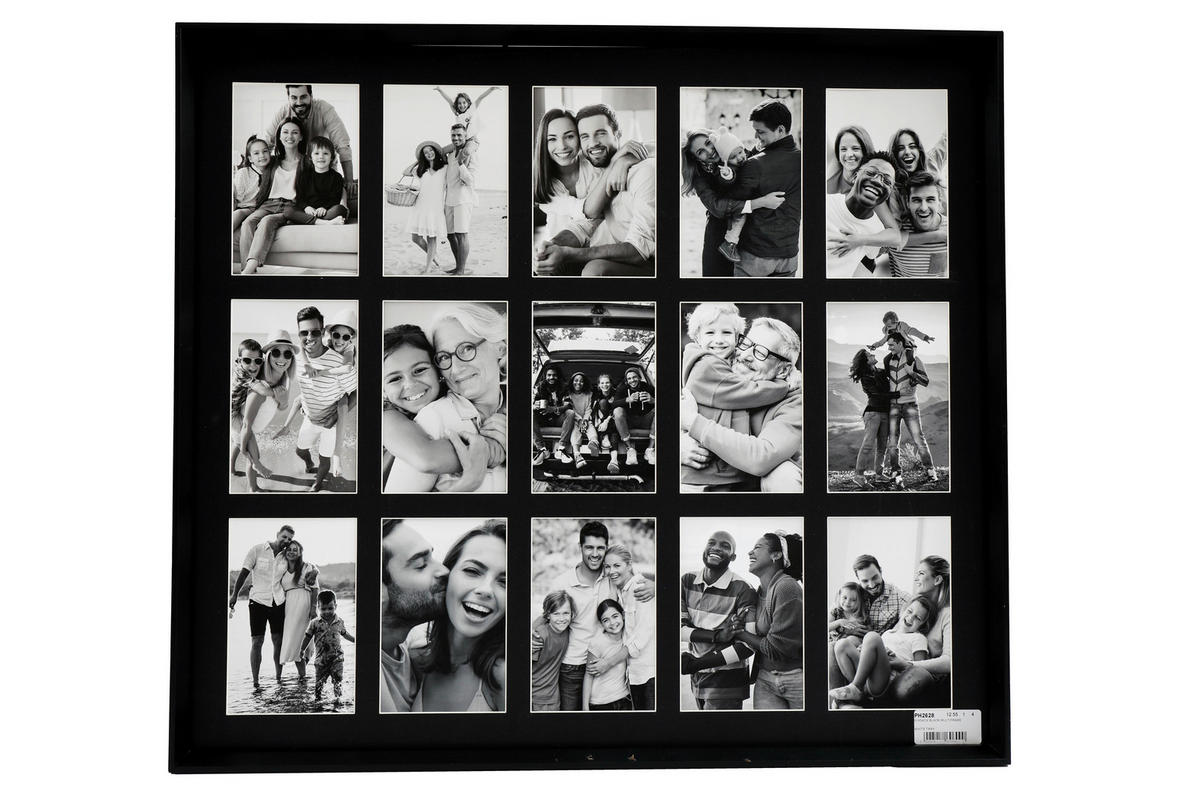 KOLLÁZS KÉPKERET fehér, fekete  - fekete/fehér, Basics, faalapú anyag/Üveg (61.5/54/3cm)