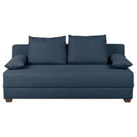SCHLAFSOFA  mit Schlafen auf Sitzhöhe, Rücken echt Webstoff Dunkelblau  - Dunkelbraun/Dunkelblau, Design, Holz/Textil (202/85/110cm) - MID.YOU