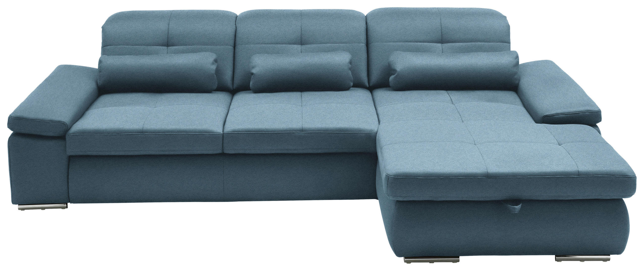 ECKSOFA  in Flachgewebe Hellblau  309/195 cm  - Chromfarben/Hellblau, Design, Textil (309/195cm) - Beldomo Style