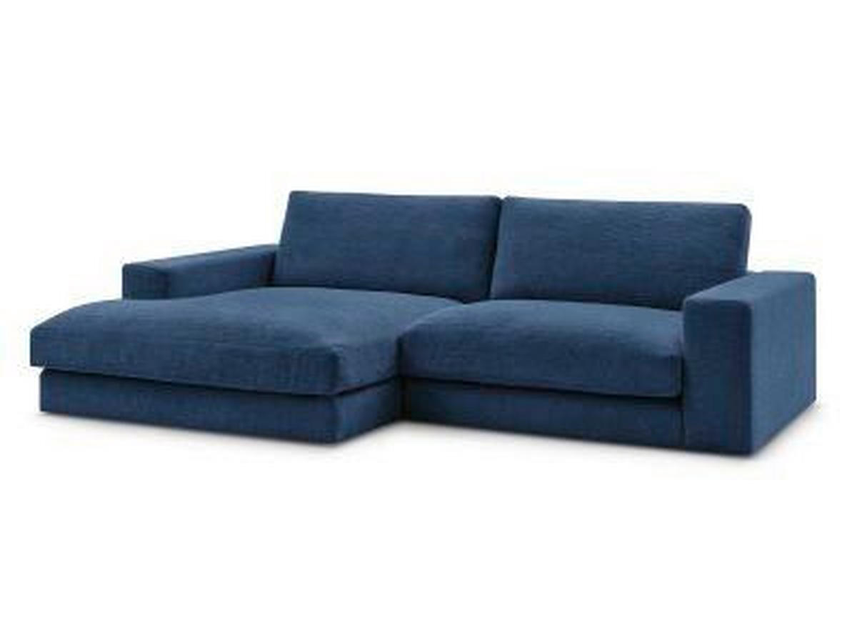 ECKSOFA Ottomane links  LEONARD  Dunkelblau Struktur  - Schwarz/Dunkelblau, MODERN, Kunststoff/Textil (159/274cm)