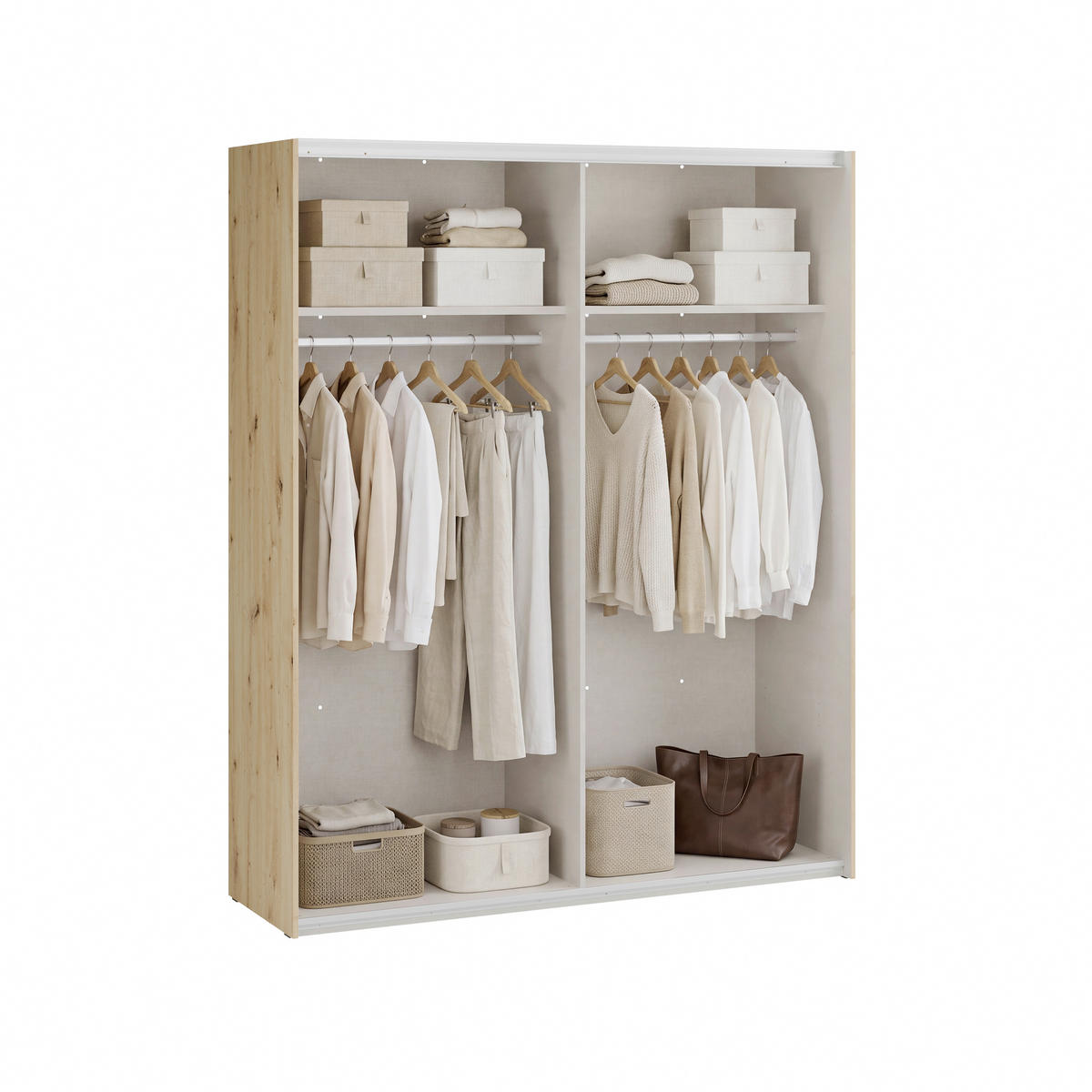 SCHWEBETÜRENSCHRANK Taupe, Sandfarben, Terracotta, Salbeigrün, Eiche Artisan  - Taupe/Sandfarben, Design, Holzwerkstoff/Metall (170,3/210,5/61,2cm) - Carryhome