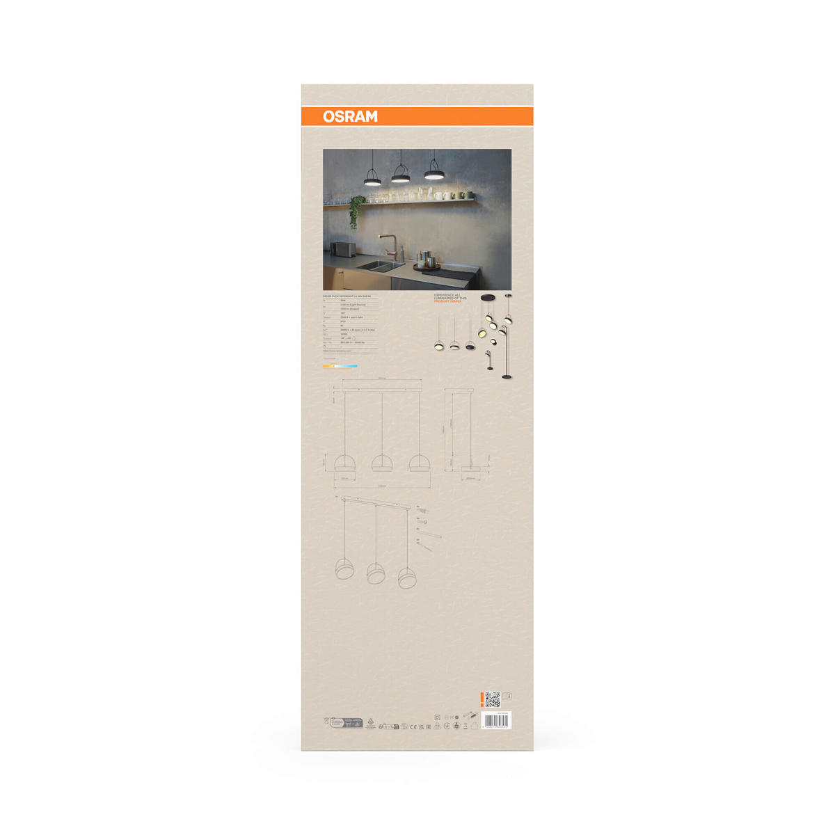 LED-HÄNGELEUCHTE 108/20/150 cm  - Schwarz, Design, Kunststoff/Metall (108/20/150cm) - Osram