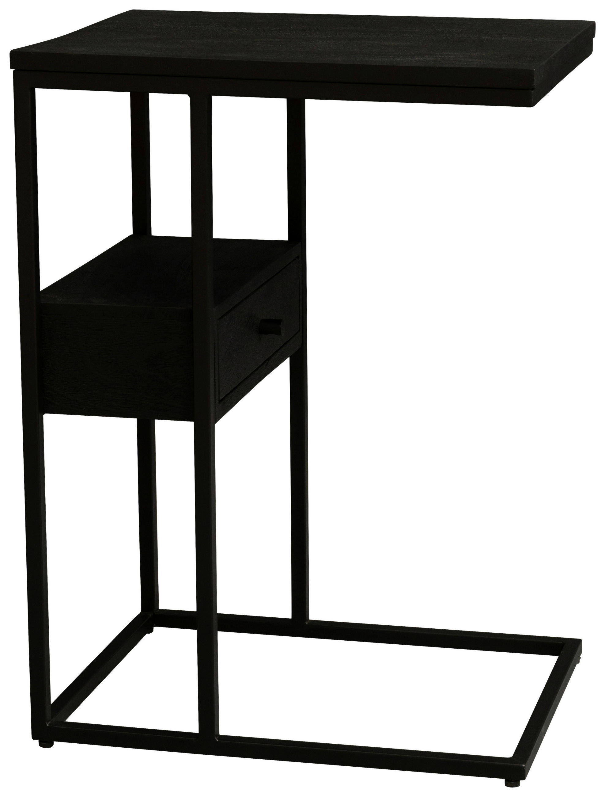 BEISTELLTISCH 45/35/62 cm Mangoholz massiv Schwarz rechteckig  - Schwarz, Design, Holz/Metall (45/35/62cm) - Carryhome