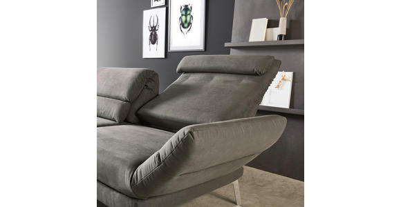 ECKSOFA in Mikrofaser Graphitfarben  - Chromfarben/Graphitfarben, Design, Textil/Metall (273-327/176-217cm) - Dieter Knoll