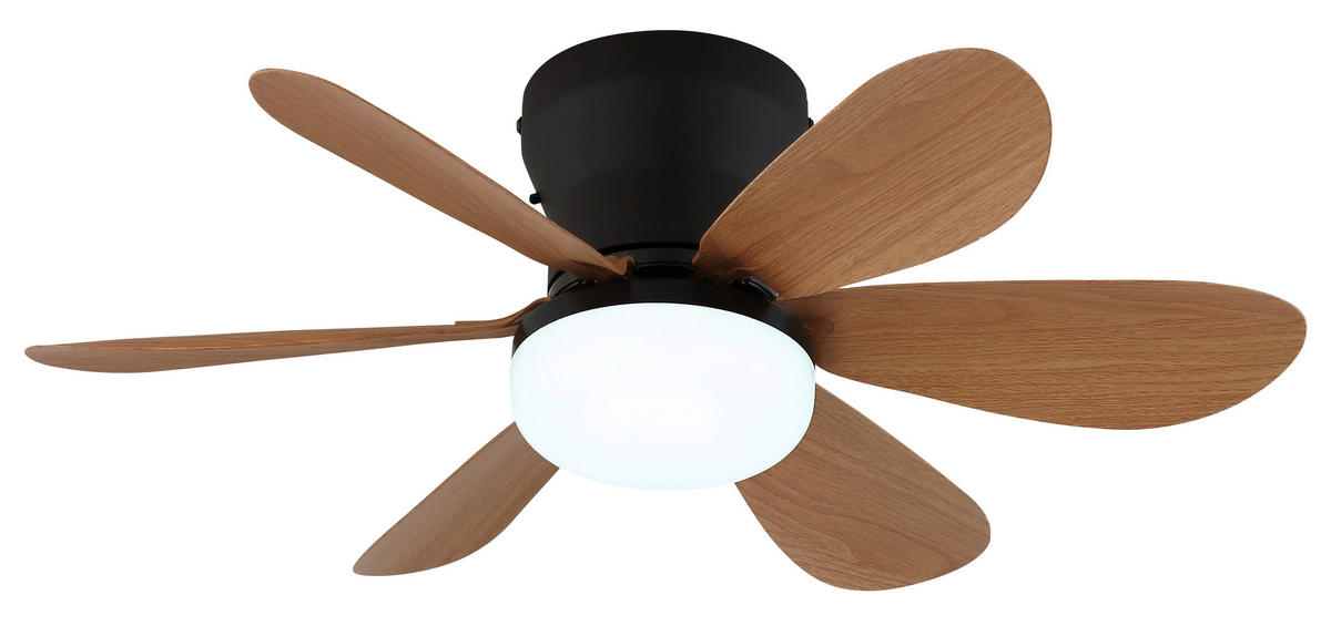 DECKENVENTILATOR Delores 50/16,5 cm  - Schwarz/Braun, Design, Kunststoff/Metall (50/16,5cm) - Globo
