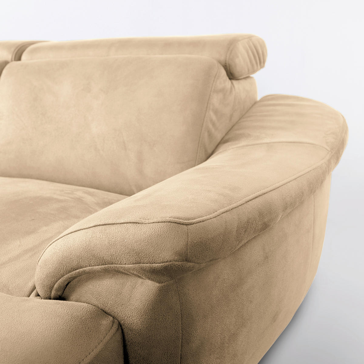 WOHNLANDSCHAFT Beige Mikrofaser  - Chromfarben/Beige, Design, Textil/Metall (273/347/238cm) - Livetastic