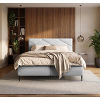 BOXBETT 140/200 cm  Creme  - Creme/Schwarz, Modern, Holz/Holzwerkstoff (140/200cm) - MID.YOU