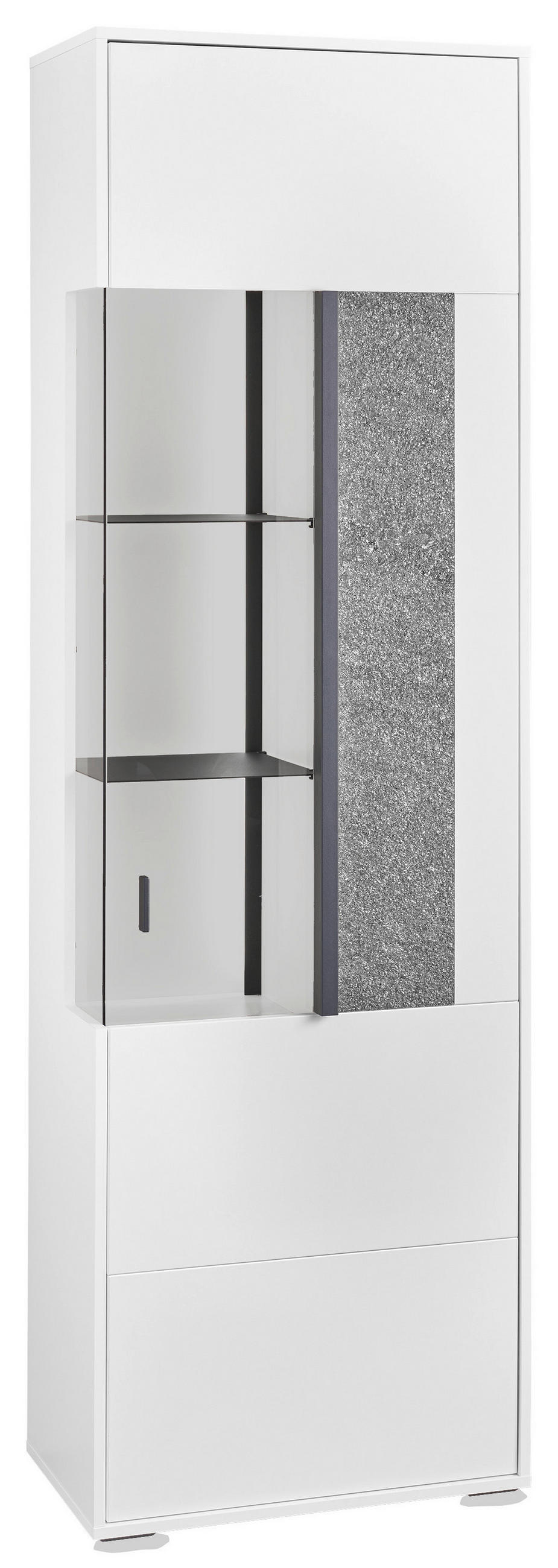 VITRINE in Grau, Weiß  - Dunkelgrau/Weiß, Design, Glas/Holzwerkstoff (63,7/204/37,2cm) - SetOne by Musterring