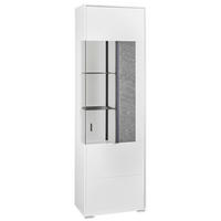 VITRINE in Weiß, Grau  - Dunkelgrau/Weiß, Design, Glas/Holzwerkstoff (63,7/204/37,2cm) - SetOne by Musterring