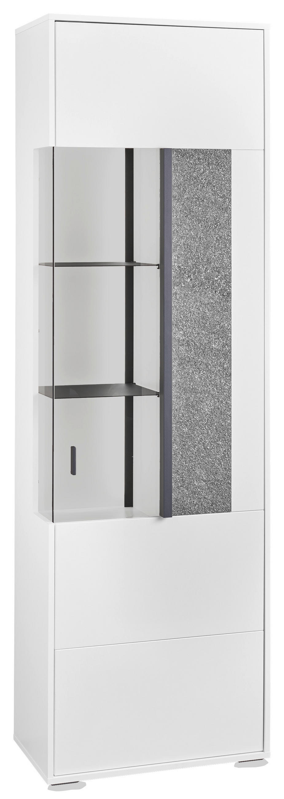 VITRINE in Weiß, Grau  - Dunkelgrau/Weiß, Design, Glas/Holzwerkstoff (63,7/204/37,2cm) - SetOne by Musterring