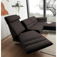 ECKSOFA Dunkelbraun Flachgewebe  - Dunkelbraun/Schwarz, Design, Textil/Metall (279-327/176-217cm) - Dieter Knoll