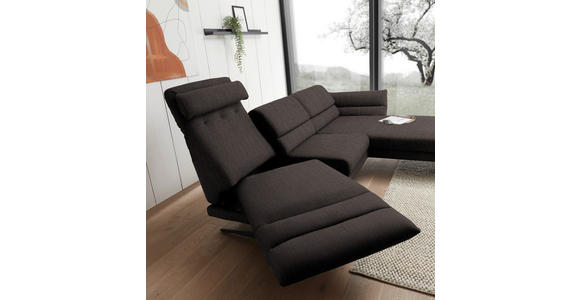 ECKSOFA Dunkelbraun Flachgewebe  - Dunkelbraun/Schwarz, Design, Textil/Metall (279-327/176-217cm) - Dieter Knoll