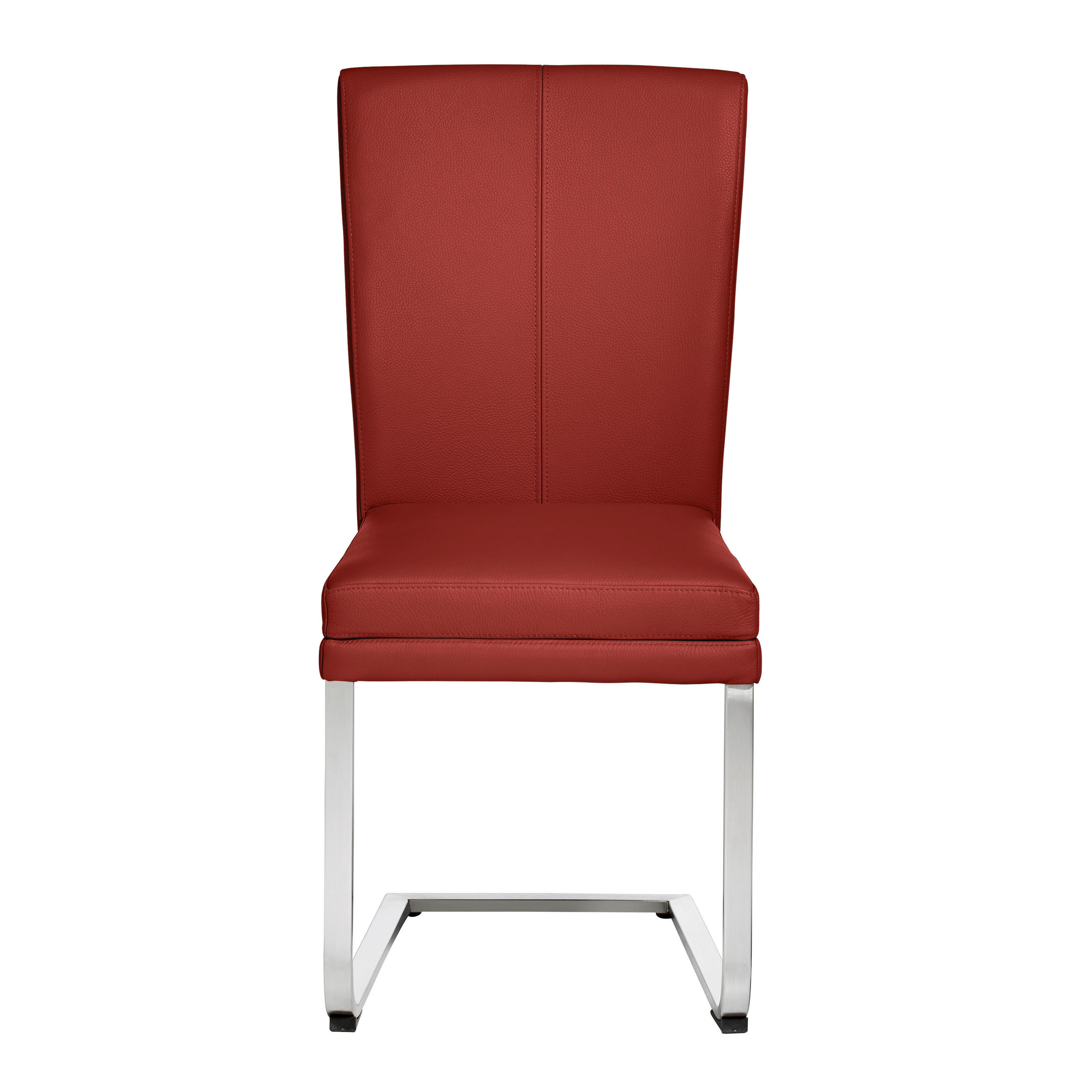 SCHWINGSTUHL  in Edelstahl Echtleder pigmentiert  - Edelstahlfarben/Rot, Design, Leder/Metall (44/98/58cm) - Valdera