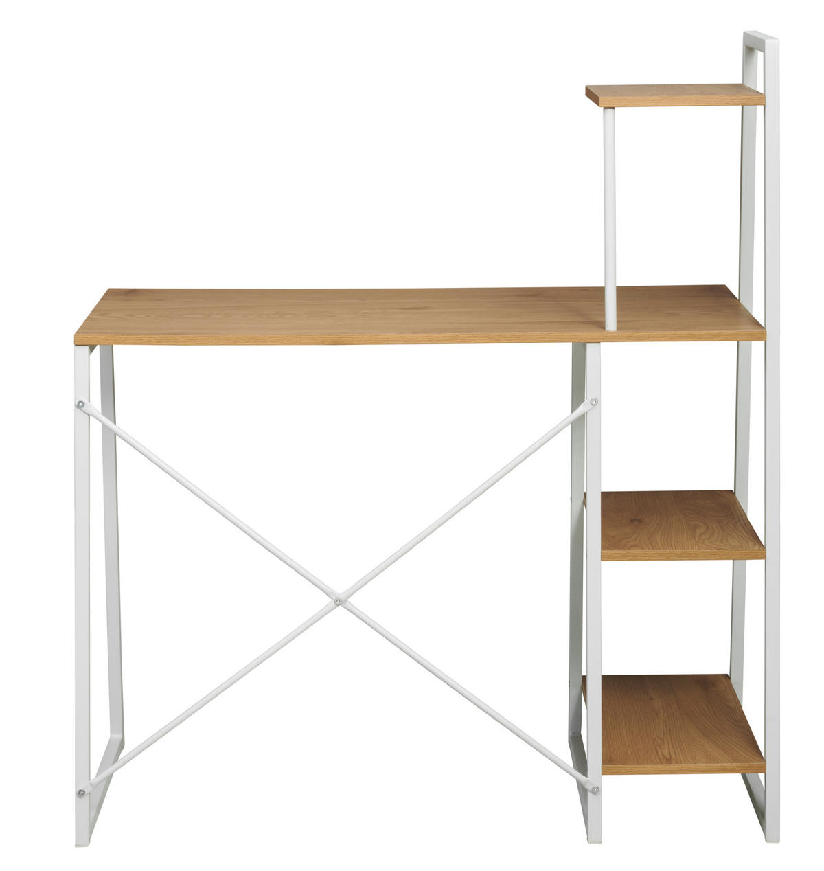 PISALNA MIZA kovina, leseni material bela, barve hrasta  - barve hrasta/bela, Moderno, kovina/leseni material (102/117/50cm) - MID.YOU