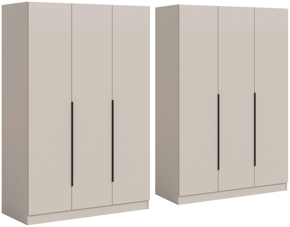 DREHTÜRENSCHRANK 240/181/52 cm,  in Kaschmir, 6-türig  - Kaschmir/Schwarz, MODERN, Holzwerkstoff/Kunststoff (240/181/52cm) - Livetastic