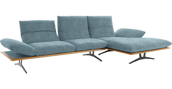 ECKSOFA in Flachgewebe Hellblau 314/159 cm - Schwarz/Hellblau, Design, Holz/Textil (314/159cm) - Dieter Knoll