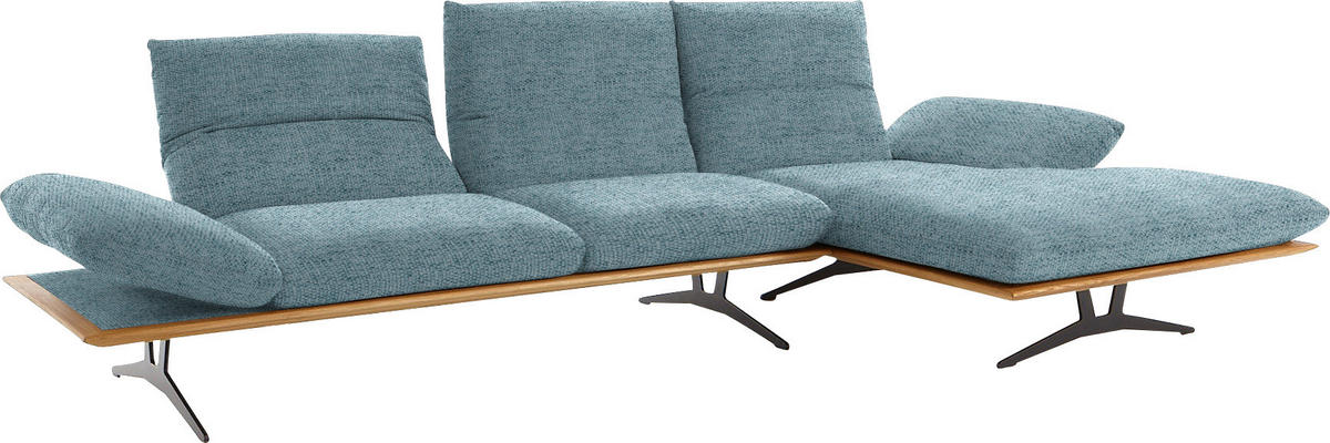 ECKSOFA in Flachgewebe Hellblau  314/159 cm  - Schwarz/Hellblau, Design, Holz/Textil (314/159cm) - Dieter Knoll
