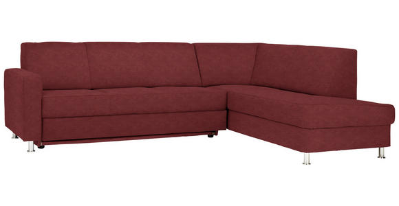 ECKSOFA  in Flachgewebe Rot  256/198 cm  - Chromfarben/Rot, Design, Textil/Metall (256/198cm) - Xora
