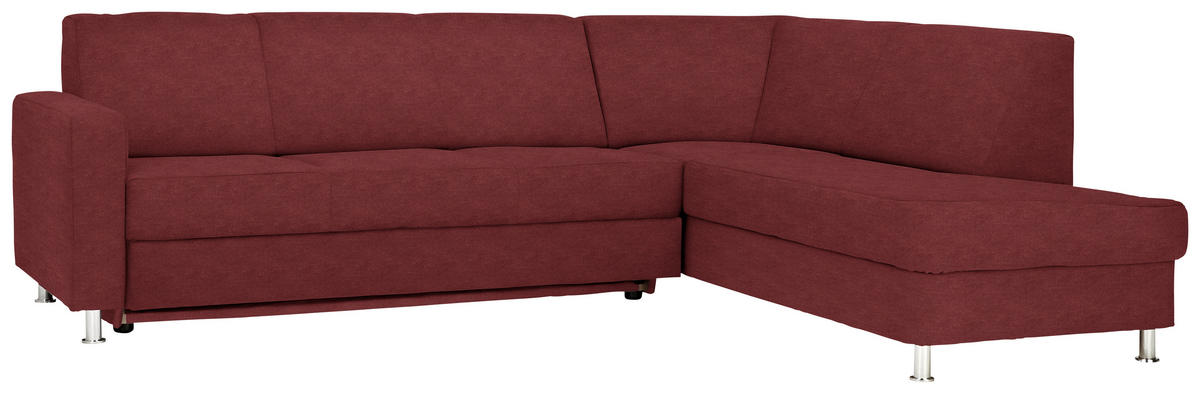 ECKSOFA in Flachgewebe Rot  - Chromfarben/Rot, Design, Textil/Metall (256/198cm) - Xora