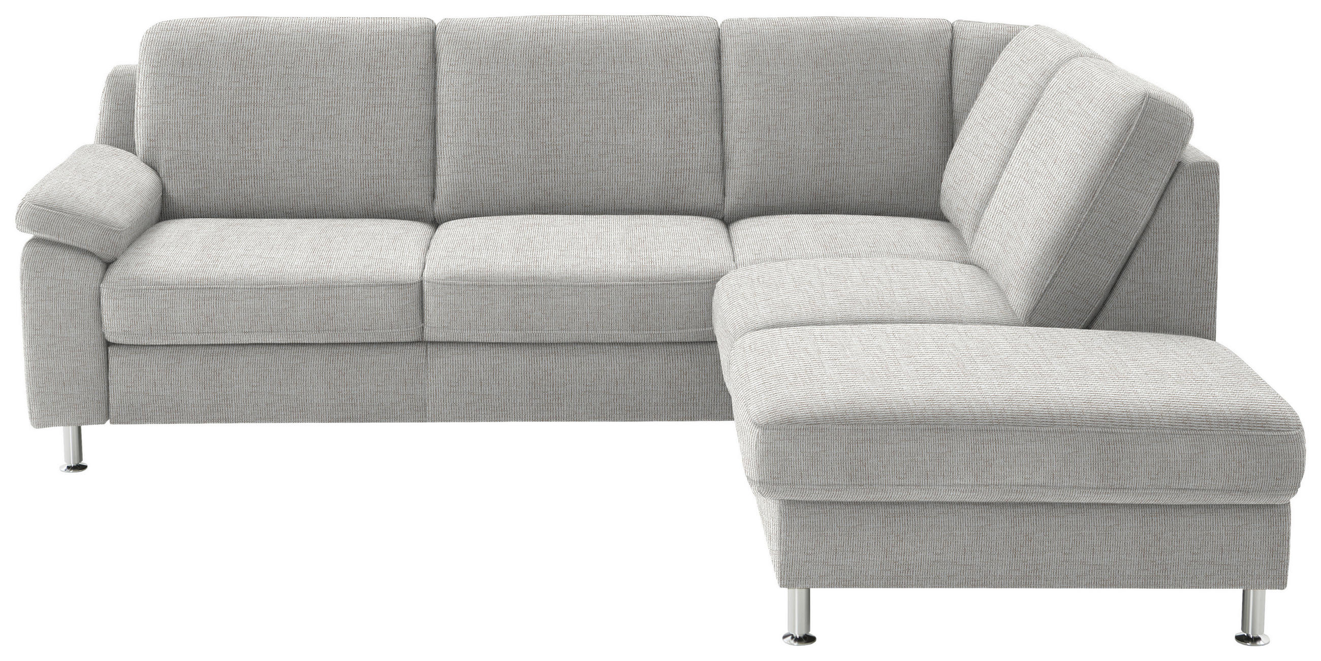 ECKSOFA in Webstoff Creme  - Creme/Alufarben, Konventionell, Textil/Metall (241/200cm) - Beldomo System