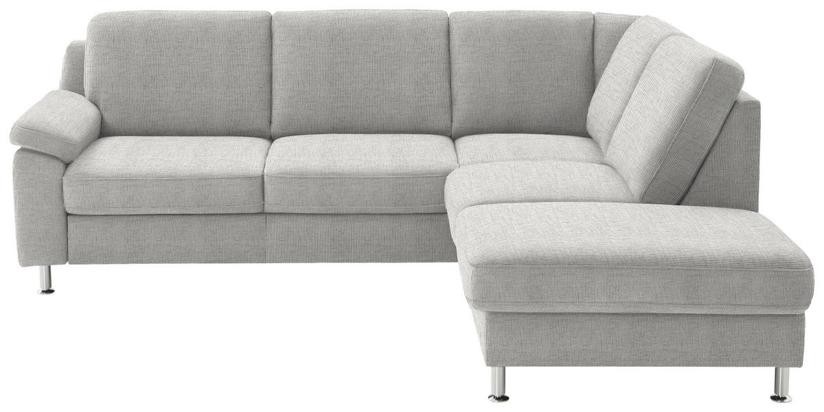 ECKSOFA in Webstoff Creme  - Creme/Alufarben, Konventionell, Textil/Metall (241/200cm) - Beldomo System