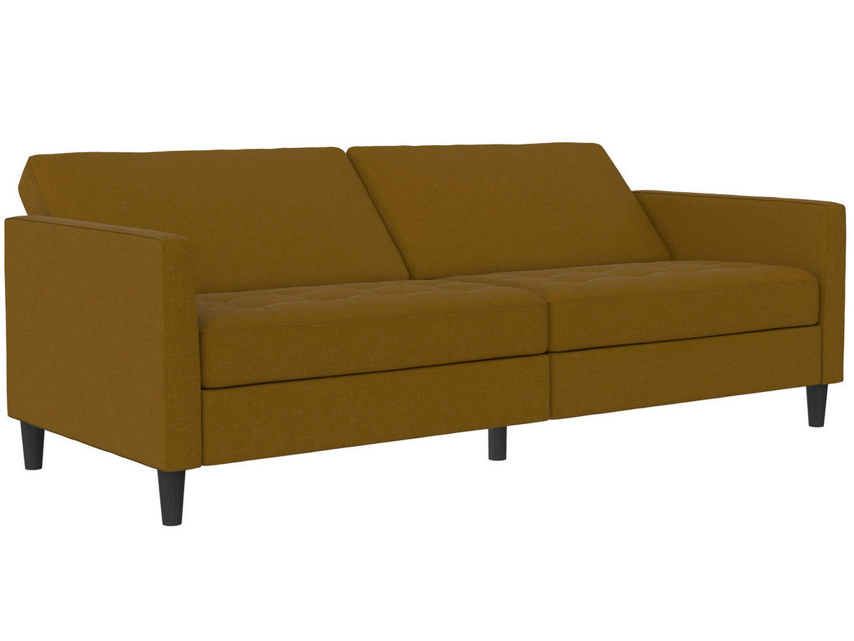 SCHLAFSOFA Webstoff, Leinenoptik Currygelb  - Currygelb/Schwarz, Basics, Kunststoff/Textil (207/86/86cm) - Livetastic