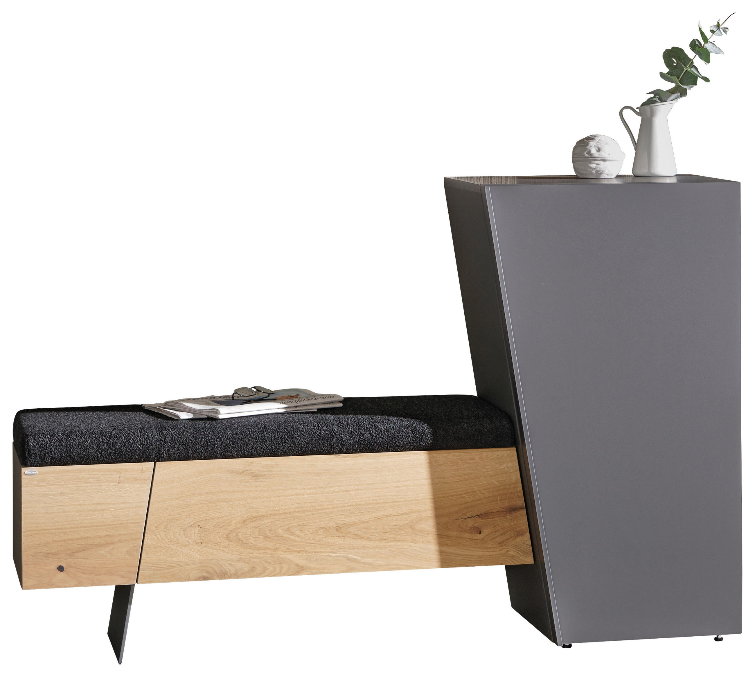 GARDEROBENBANK 148,5/98/44,2 cm  - Wildeiche/Anthrazit, Natur, Holz/Holzwerkstoff (148,5/98/44,2cm) - Voglauer