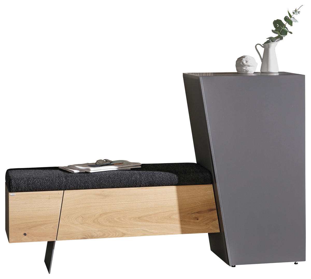 GARDEROBENBANK  in 148,5/98/44,2 cm  - Wildeiche/Anthrazit, Natur, Holz/Holzwerkstoff (148,5/98/44,2cm) - Voglauer