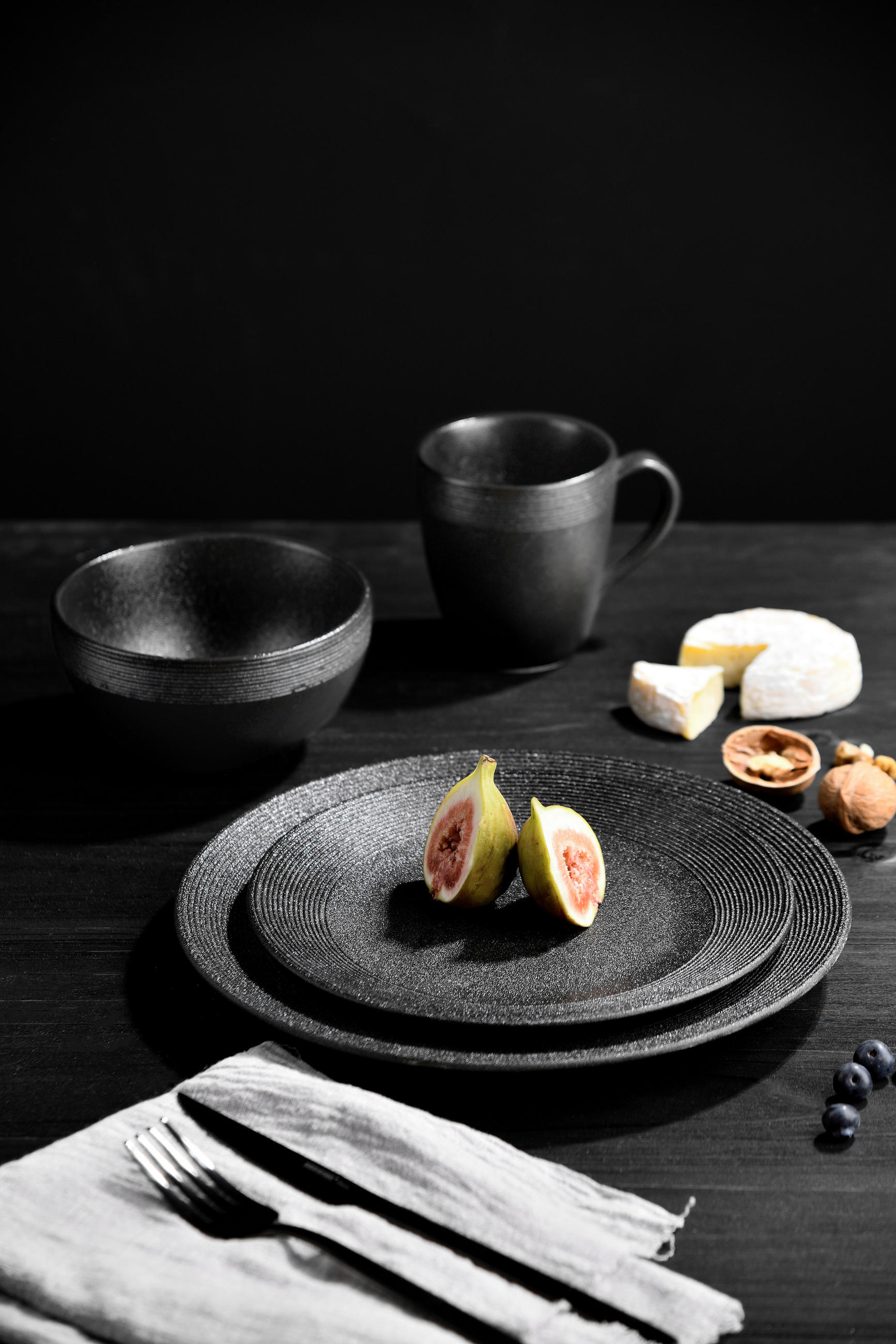 KOMBISERVICE Schwarz 16-teilig 4 Personen  - Schwarz, LIFESTYLE, Keramik (36.5/33.5/33.5cm) - Novel