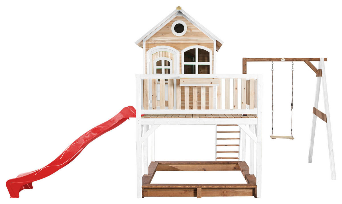 SPIELTURM 541/291/277 cm  - Rot/Braun, KONVENTIONELL, Holz/Kunststoff (541/291/277cm) - Ambia Garden