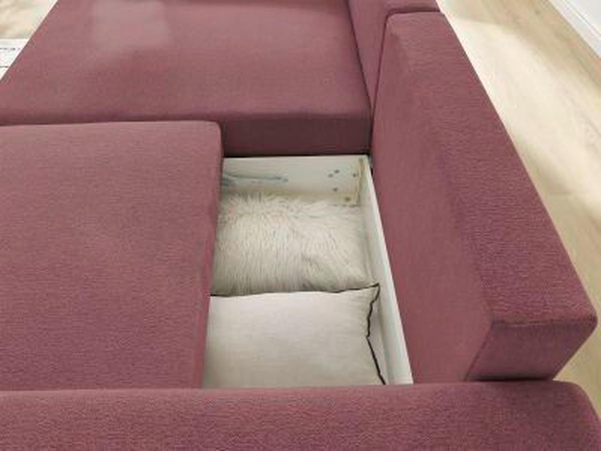 ECKSOFA Ottomane links  ATILLA Rot Flachgewebe  - Rot/Schwarz, MODERN, Kunststoff/Textil (149/244cm)