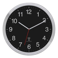 WANDUHR  Schwarz, Silberfarben  - Silberfarben/Schwarz, Basics, Kunststoff/Metall (40/5/40cm)