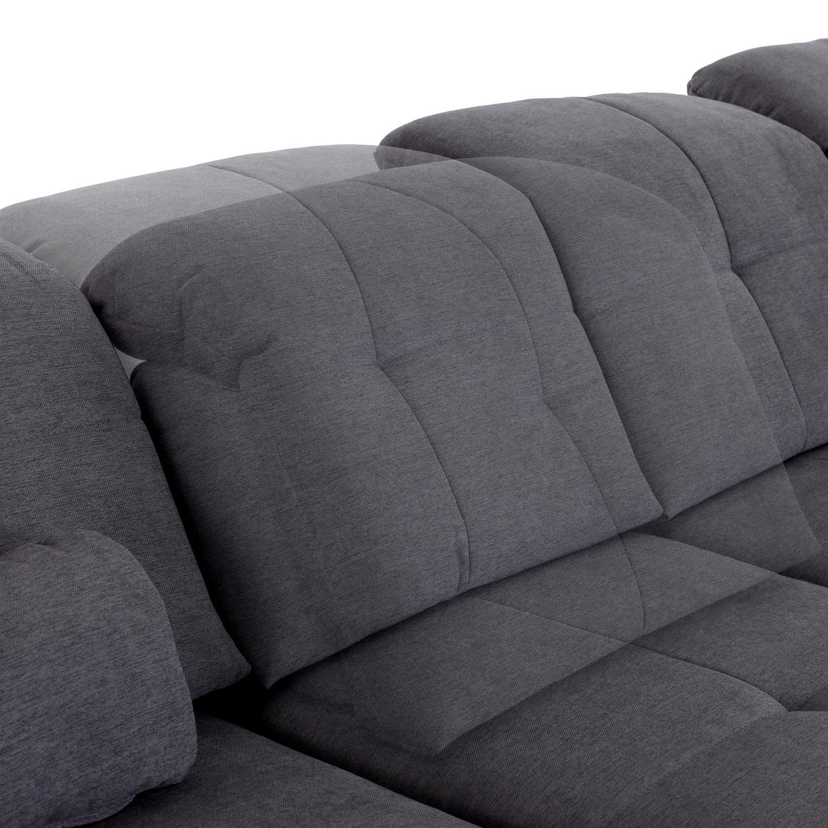 SOFFA i chenille, mikrofiber grå  - kromfärg/grå, Modern, metall/textil (195/371/260cm) - MID.YOU