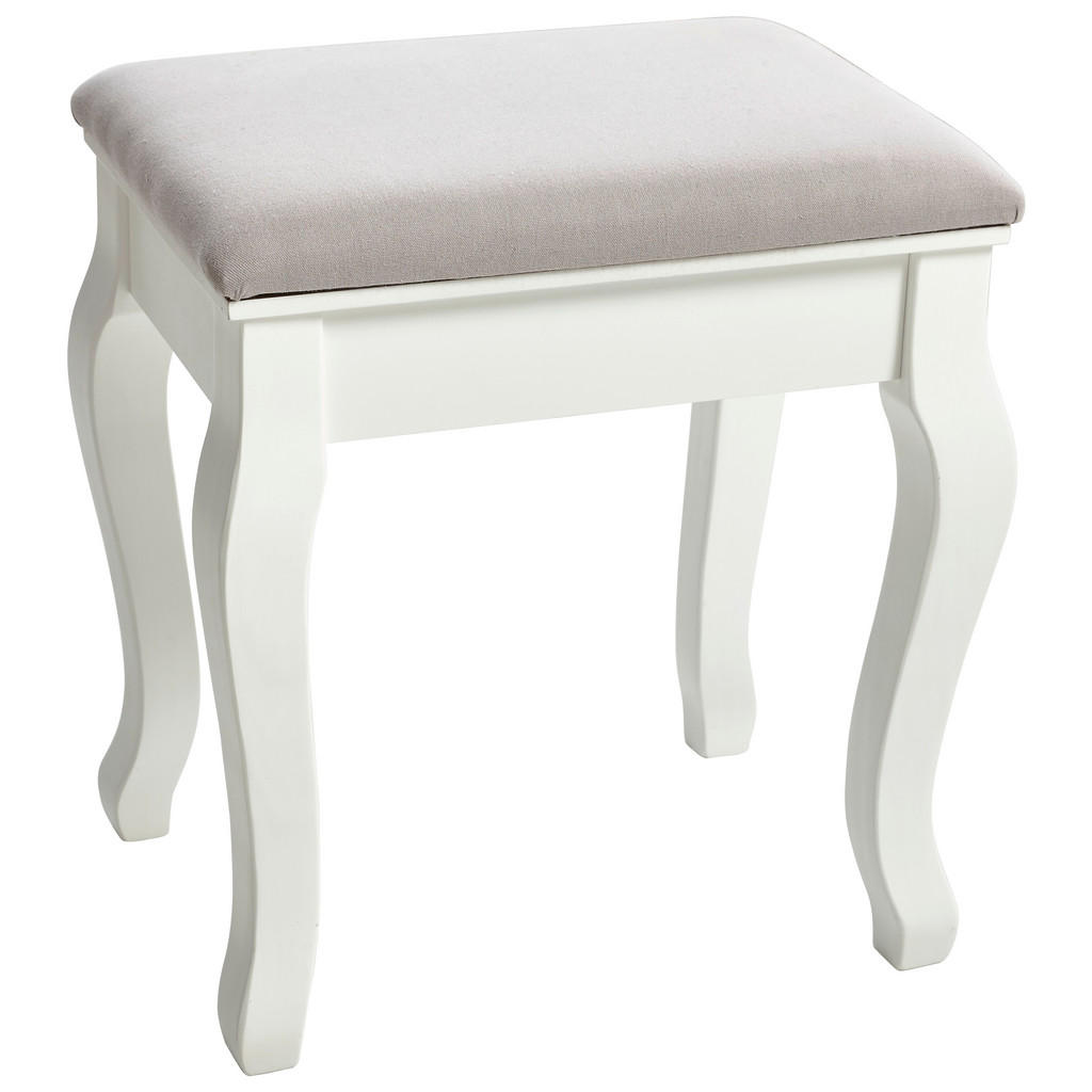 TABURET in lemn, textil, material pe bază de lemn gri, alb