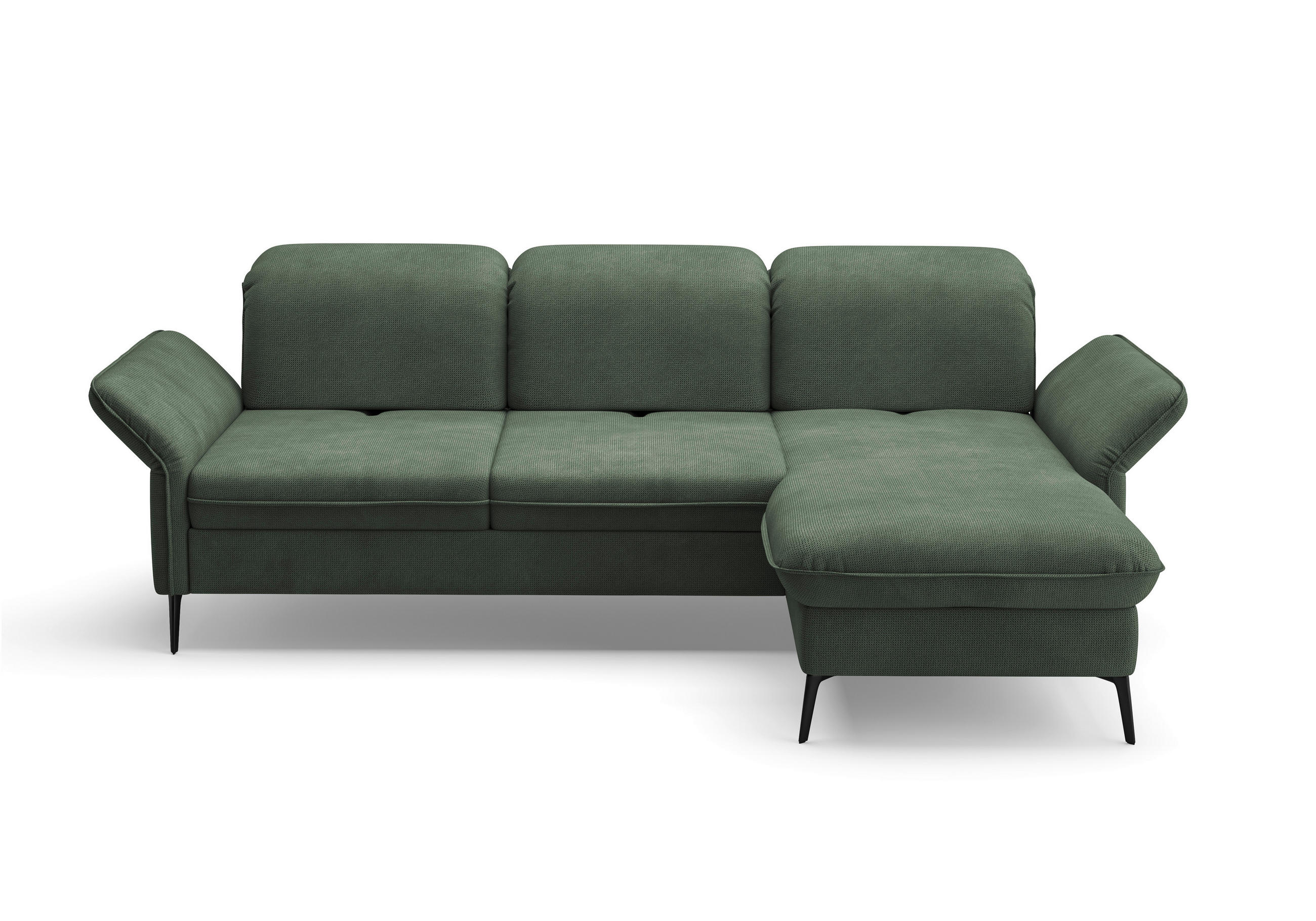 ECKSOFA in Flachgewebe Grün  - Schwarz/Grün, Konventionell, Textil/Metall (264/198cm) - Sit & More