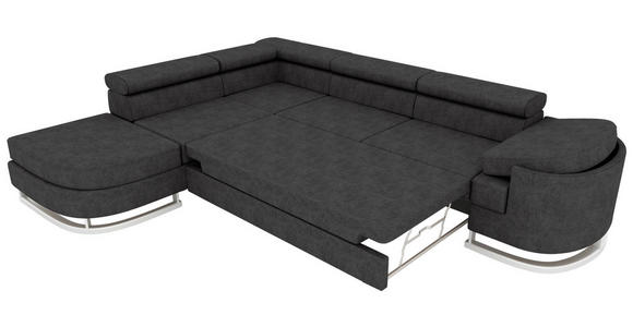 ECKSOFA in Lederlook Schwarz  - Chromfarben/Schwarz, KONVENTIONELL, Textil/Metall (224/278cm) - Carryhome