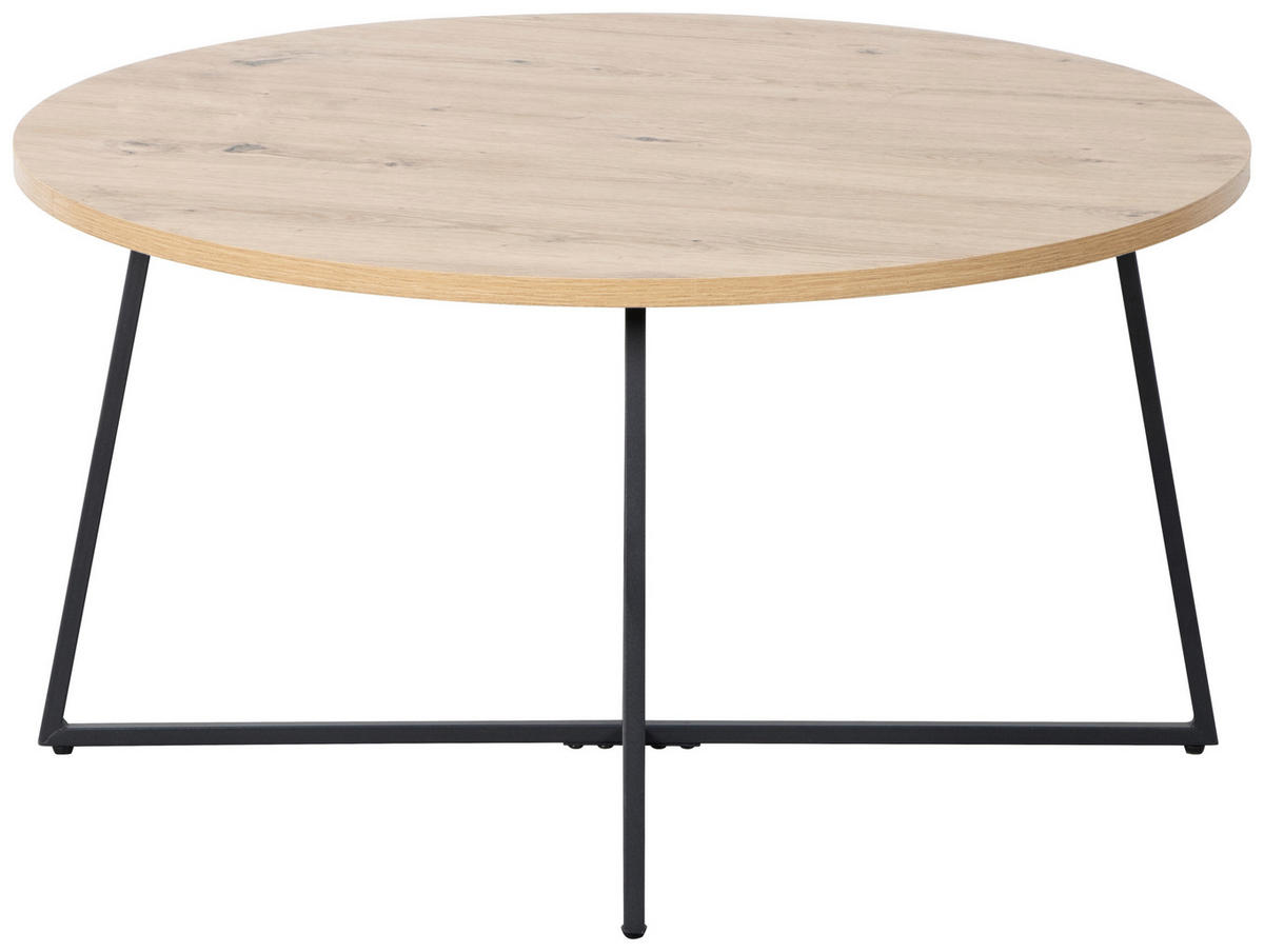COUCHTISCH 80/80/42 cm rund Schwarz, Eiche Artisan  - Schwarz/Eiche Artisan, Design, Holzwerkstoff/Metall (80/80/42cm) - Boxxx